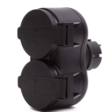 Benson Stekker Duo Verloop – Buitenstopcontact – Spatwaterdicht IP44 – Zwart