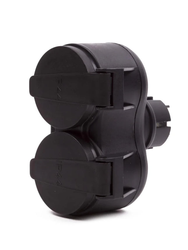 Benson Stekker Duo Verloop – Buitenstopcontact – Spatwaterdicht IP44 – Zwart