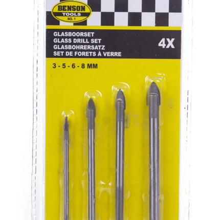 Benson Glasboorset - 4-delig - Voor Glas, Spiegels en Tegels - 3 t/m 8 mm