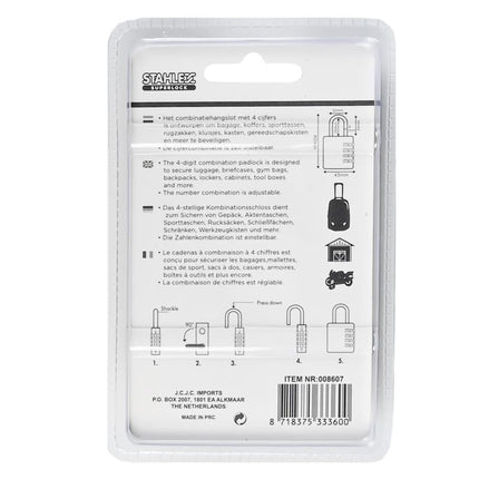 Stahlex Cijferhangslot – 40 mm – Zwart – Stalen Constructie
