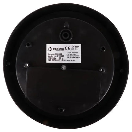 Benson Bulleye Buitenlamp Rond – Zwart – E27 Fitting – IP54