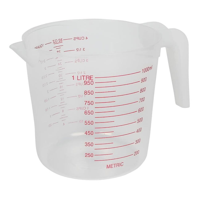 Benson Transparante Maatbeker - 1000 ml - Plastic - Duidelijke Maataanduiding - Vaatwasserbestendig