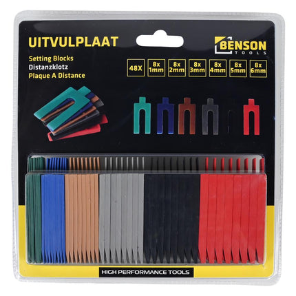 Benson Uitvulplaten Set - 48-delig - U-vorm - 1 t/m 6 mm