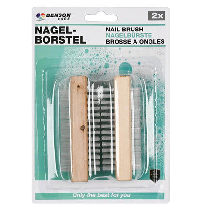 Benson Houten Nagelborstel – Dubbelzijdig – 2 Stuks – 10 x 4,5 cm