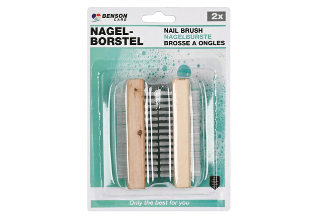 Benson Houten Nagelborstel – Dubbelzijdig – 2 Stuks – 10 x 4,5 cm
