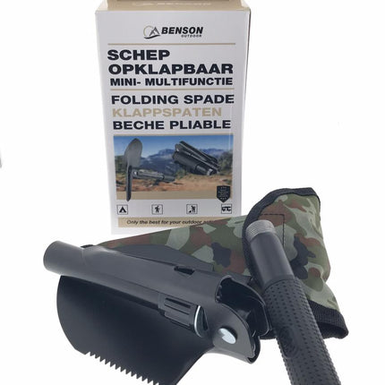 Benson Opklapbare Schep - 41 cm - Multifunctioneel - Inclusief Opbergtas - Survival Tool