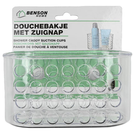 Benson Douchebakje met Zuignap - Maat M - Transparant - 15,5 x 8 x 8 cm