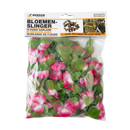 Benson Fiets Bloemenslinger - 220 cm - Mix van Wit, Roze en Rood - Decoratie