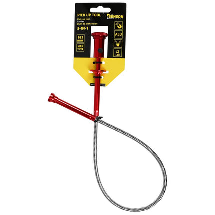 Benson 3-in-1 Pick Up Tool - Aluminium - Magneet & LED - 622 mm