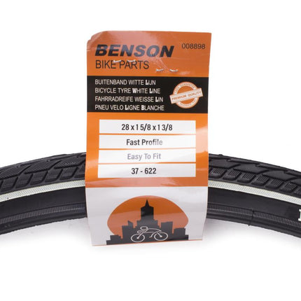 Benson Retro Buitenband - 28" (37-622) - Zwart met Witte Lijn - Lekbestendig