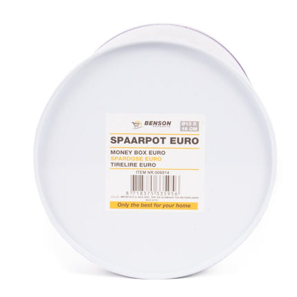 Benson Spaarpot Euro M - Metaal - Ø 12 x 16 cm - Eenmalig te Openen
