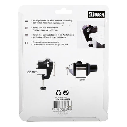 Benson Aluminium Bankschroef - 45 mm - Lichtgewicht & Corrosiebestendig