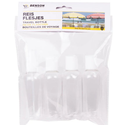 Benson Reisflesjes Set 4-delig - Transparant - Met Etui - 80 ml