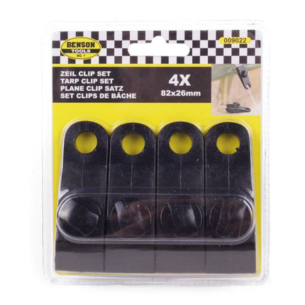 Benson Tenttapijt Clips met Schroef - Set van 4 - 82 mm - Zwart