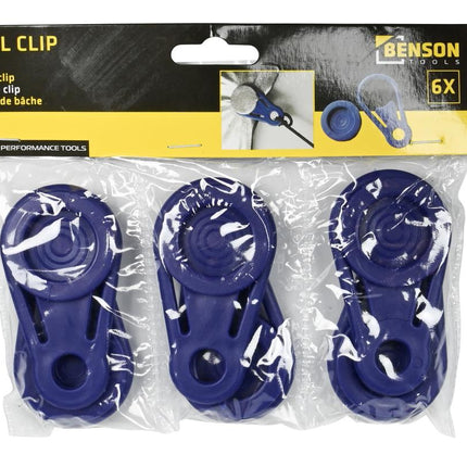 Benson Zeilclips - Set van 6 - Weerbestendig - 82 x 45 mm - Zwart