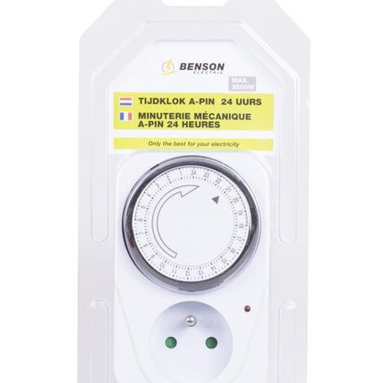 Benson Analoge Tijdklok Type E - 24-uurs Schakelklok - 3500W - Penaarde