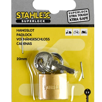Stahlex Hangslot – 20 mm – Veiligheidscategorie C – 3 Sleutels