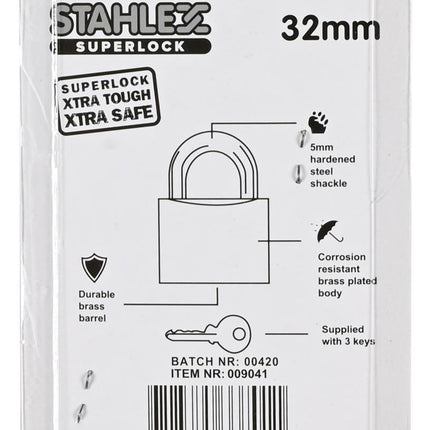 Stahlex Hangslot – 32 mm – Gemoffeld IJzer – Geharde Beugel