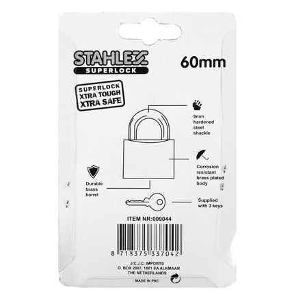 Stahlex Hangslot – 60 mm – Veiligheidscategorie A – 3 Sleutels