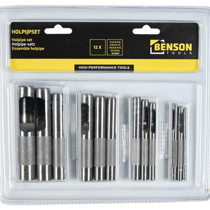 Benson Holpijpset Jumbo – 12-delig – Carbonstaal – Ø 2.5 t/m 16 mm