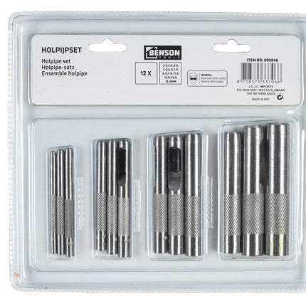Benson Holpijpset Jumbo – 12-delig – Carbonstaal – Ø 2.5 t/m 16 mm