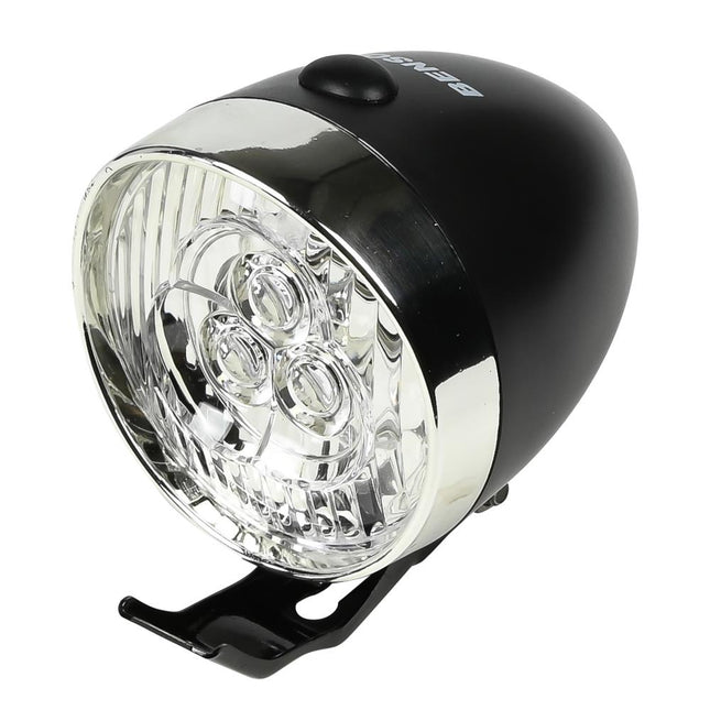 Benson LED Fietskoplamp - 3 LED's - Zwart - 4 Lux - Incl. Batterijen