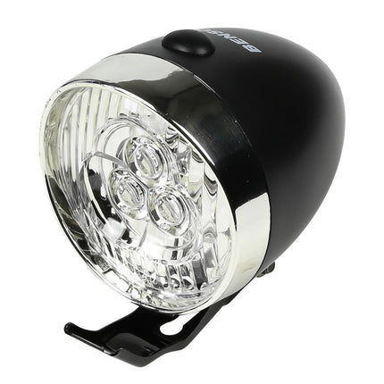 Benson LED Fietskoplamp - 3 LED's - Zwart - 4 Lux - Incl. Batterijen