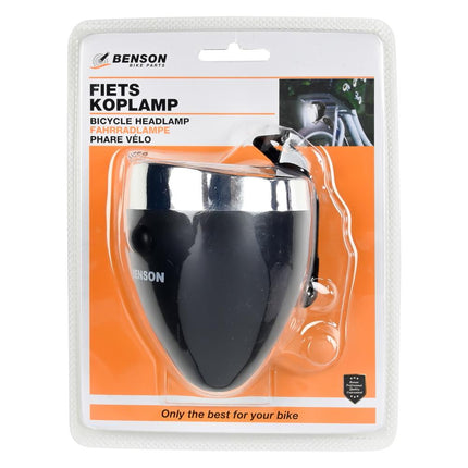 Benson LED Fietskoplamp - 3 LED's - Zwart - 4 Lux - Incl. Batterijen