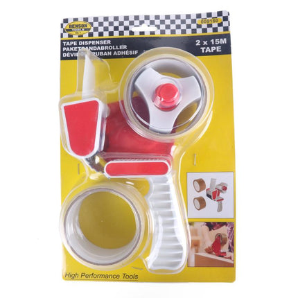 Benson Tape Dispenser + 2 Rollen Tape 15 m - Ergonomisch & Efficiënt