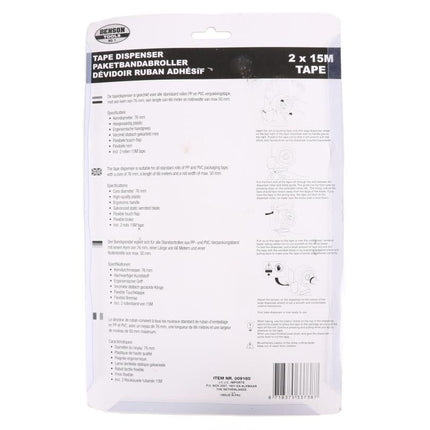 Benson Tape Dispenser + 2 Rollen Tape 15 m - Ergonomisch & Efficiënt
