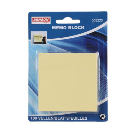 Benson Geel Memoblok - 100 Vel - 76 x 76 mm - Zelfklevend