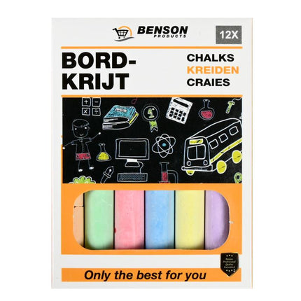 Benson Bordkrijtset - Kleurenmix & Wit - Inclusief Bordwisser