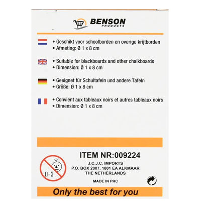 Benson Bordkrijtset - Kleurenmix & Wit - Inclusief Bordwisser