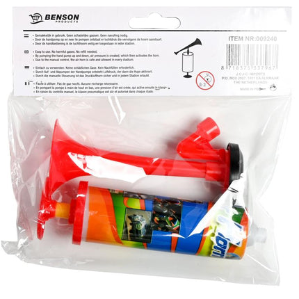 Benson Luchthoorn met Handpomp - 32 cm - Stadionhoorn - Sportevenementen