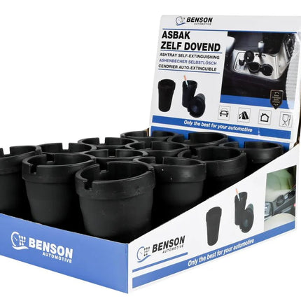 Benson Zelfdovende Asbak – Universeel voor Bekerhouder – Vaatwasserbestendig – Zwart