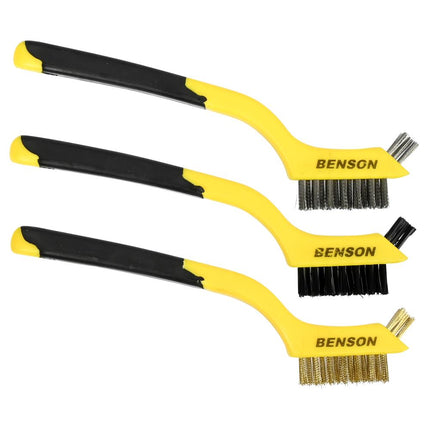 Benson Staalborstelset - 3-delig - Nylon, RVS & Messing - 18 cm - Soft Grip