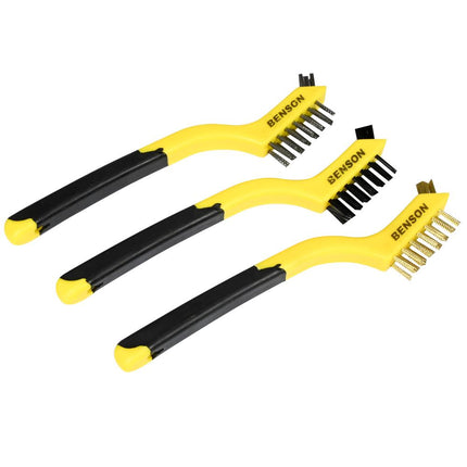 Benson Staalborstelset - 3-delig - Nylon, RVS & Messing - 18 cm - Soft Grip
