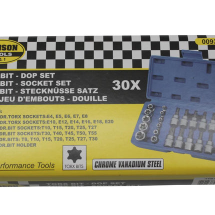 Benson Torx Bit- en Doppenset - 30-delig - Chroom-Vanadiumstaal