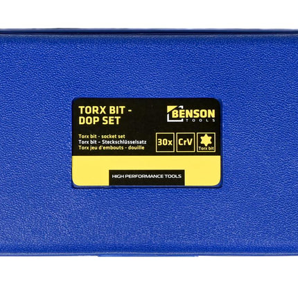 Benson Torx Bit- en Doppenset - 30-delig - Chroom-Vanadiumstaal