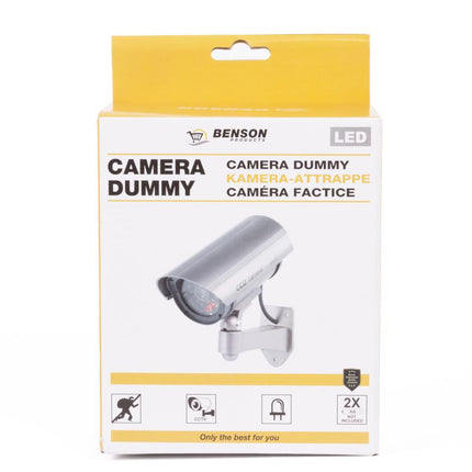 Benson Dummy Camera "Profi" - Inclusief LED-Indicator & Beugel - Zilver/Grijs