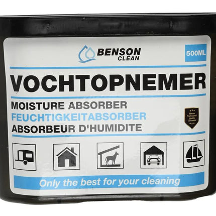 Benson Compacte Vochtopnemer – 300 ml – Tegen Schimmel & Condens – Direct Klaar voor Gebruik