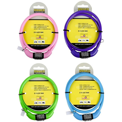 Stahlex CodeKidz Kabel Cijferslot - 8 x 650 mm - Voor Kinderen