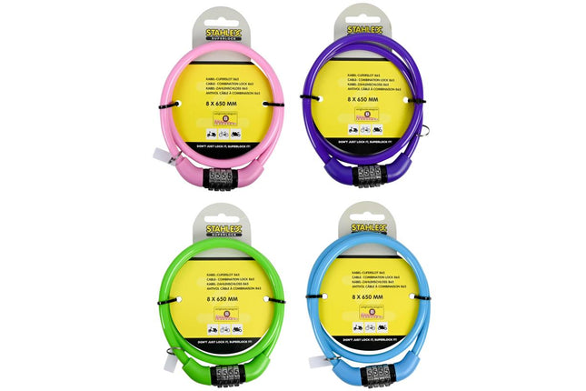 Stahlex CodeKidz Kabel Cijferslot - 8 x 650 mm - Voor Kinderen