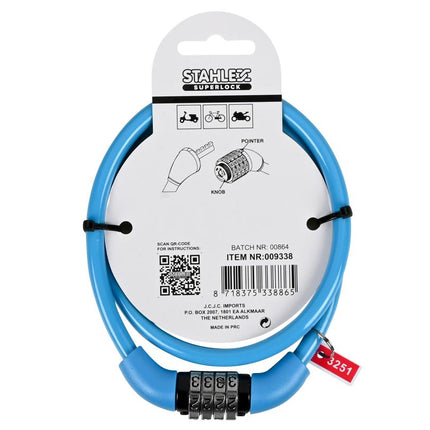 Stahlex CodeKidz Kabel Cijferslot - 8 x 650 mm - Voor Kinderen