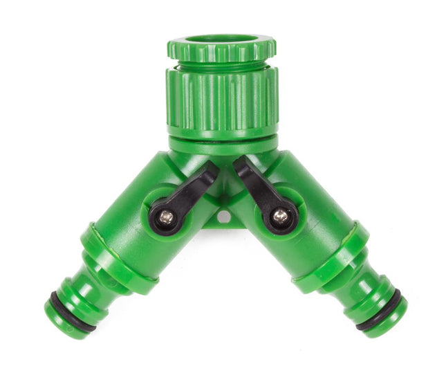 Benson 2-Weg Waterverdeler - 1/2" & 3/4" - Apart Afsluitbaar - Grijs/Groen