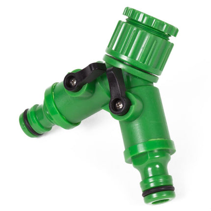 Benson 2-Weg Waterverdeler - 1/2" & 3/4" - Apart Afsluitbaar - Grijs/Groen