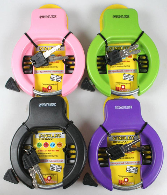 Stahlex Ringslot Urbanlock Deluxe - Kleurenmix (50% Zwart) - Fietsslot