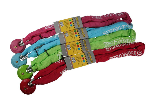 Stahlex Sterk Kettingslot - 8 mm x 1200 mm - Mix Kleuren - Inclusief Hangslot en 2 Sleutels
