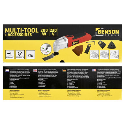 Benson Oscillerende Multitool - 180W - 7-delige Set - Zagen, Schuren & Schrapen