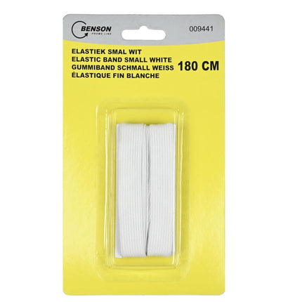 Benson Elastiek - Smal - 180 cm - Wit